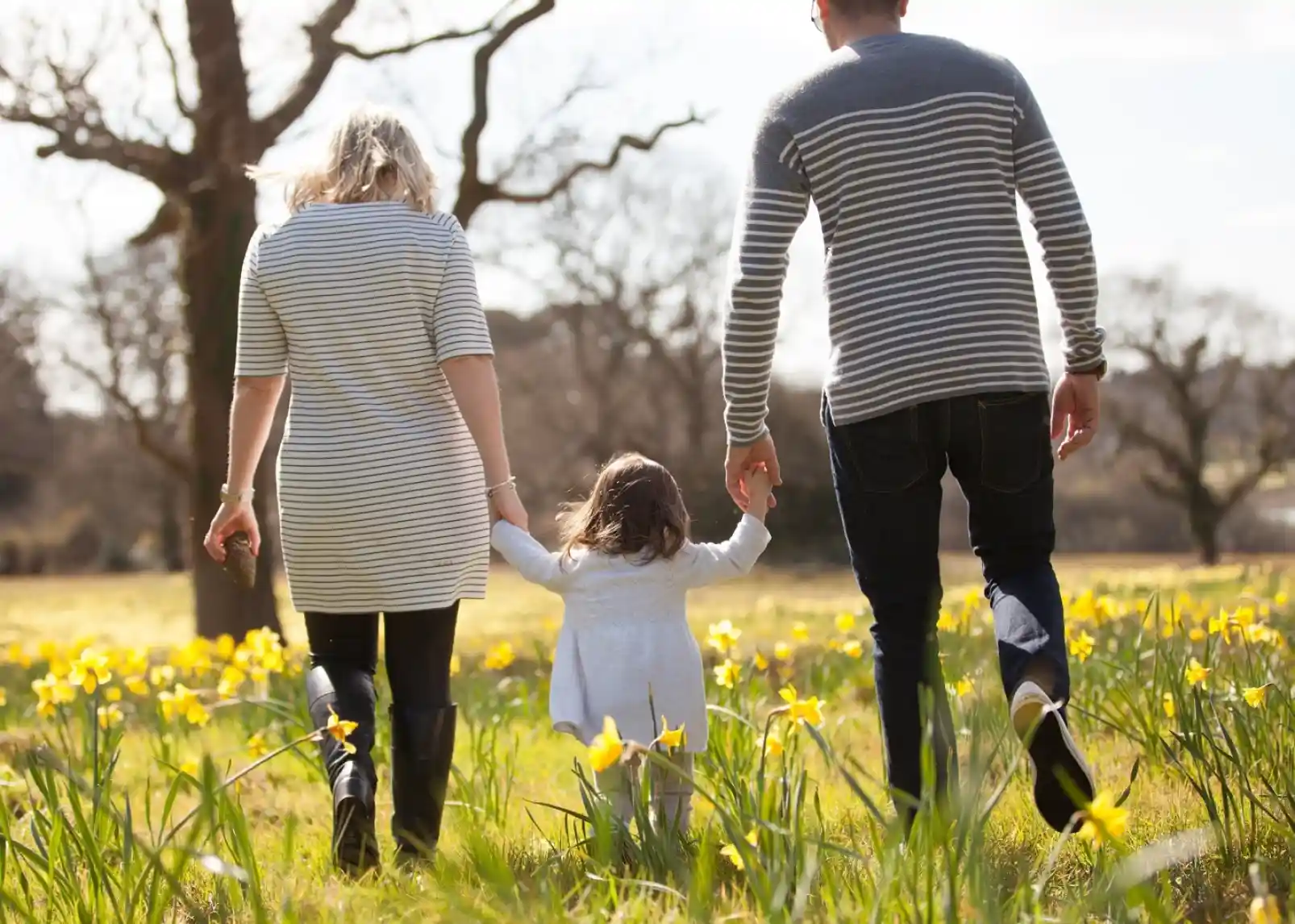 A serene garden scene with vibrant red and orange foliage surrounding a small stream. The water reflects the colorful leaves, while sunlight filters through the trees, creating a peaceful atmosphere.
